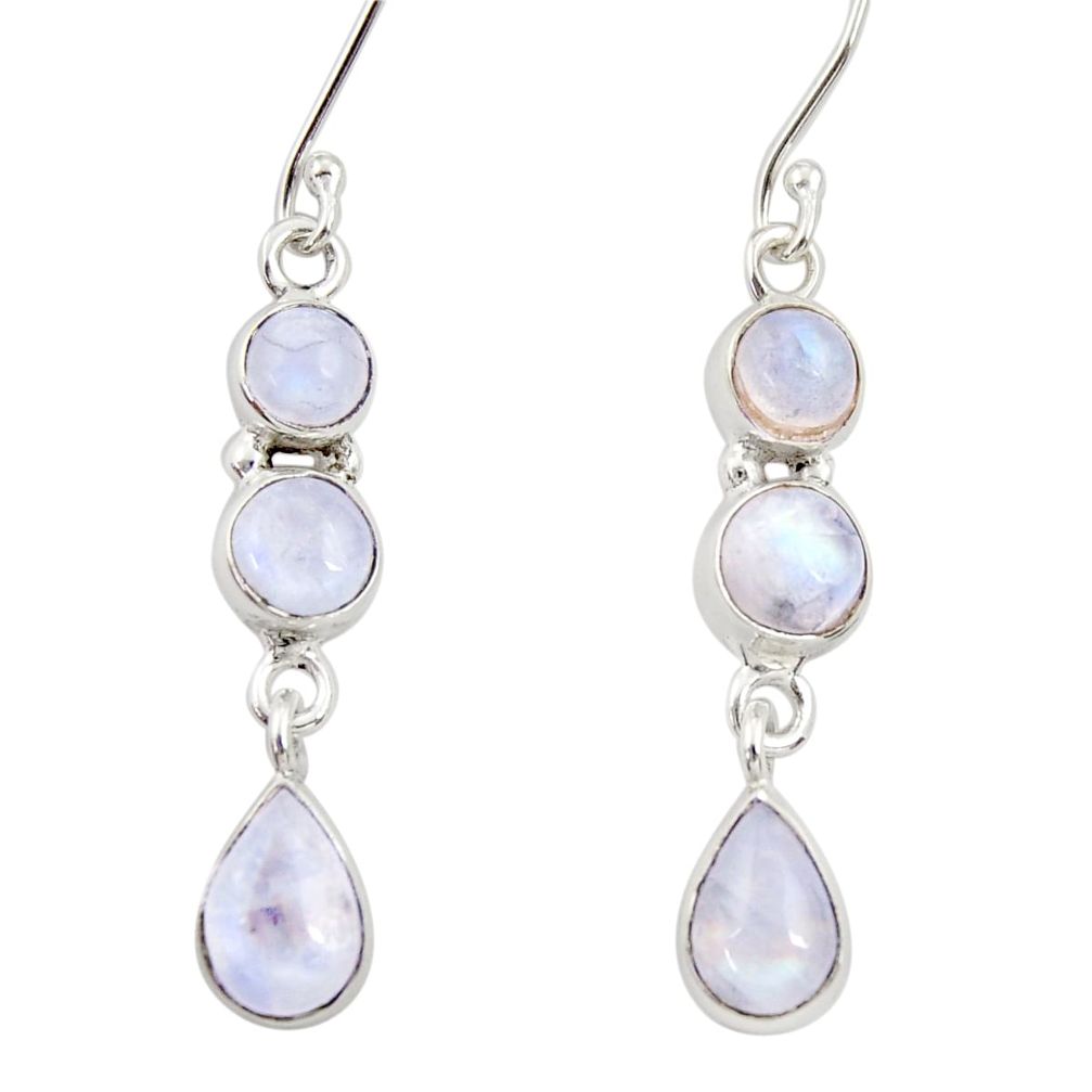 9.47cts natural rainbow moonstone 925 sterling silver dangle earrings d34808