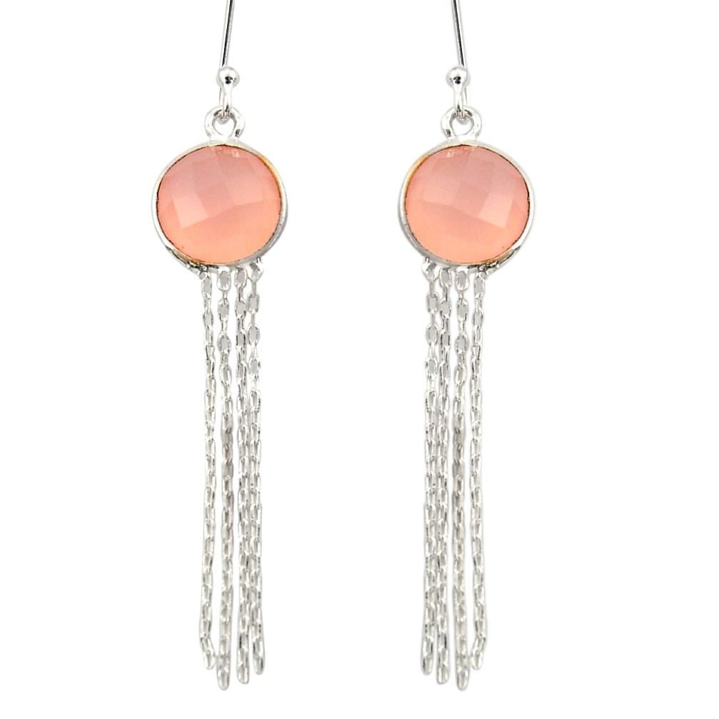 925 sterling silver 8.70cts natural pink rose quartz dangle earrings d34818