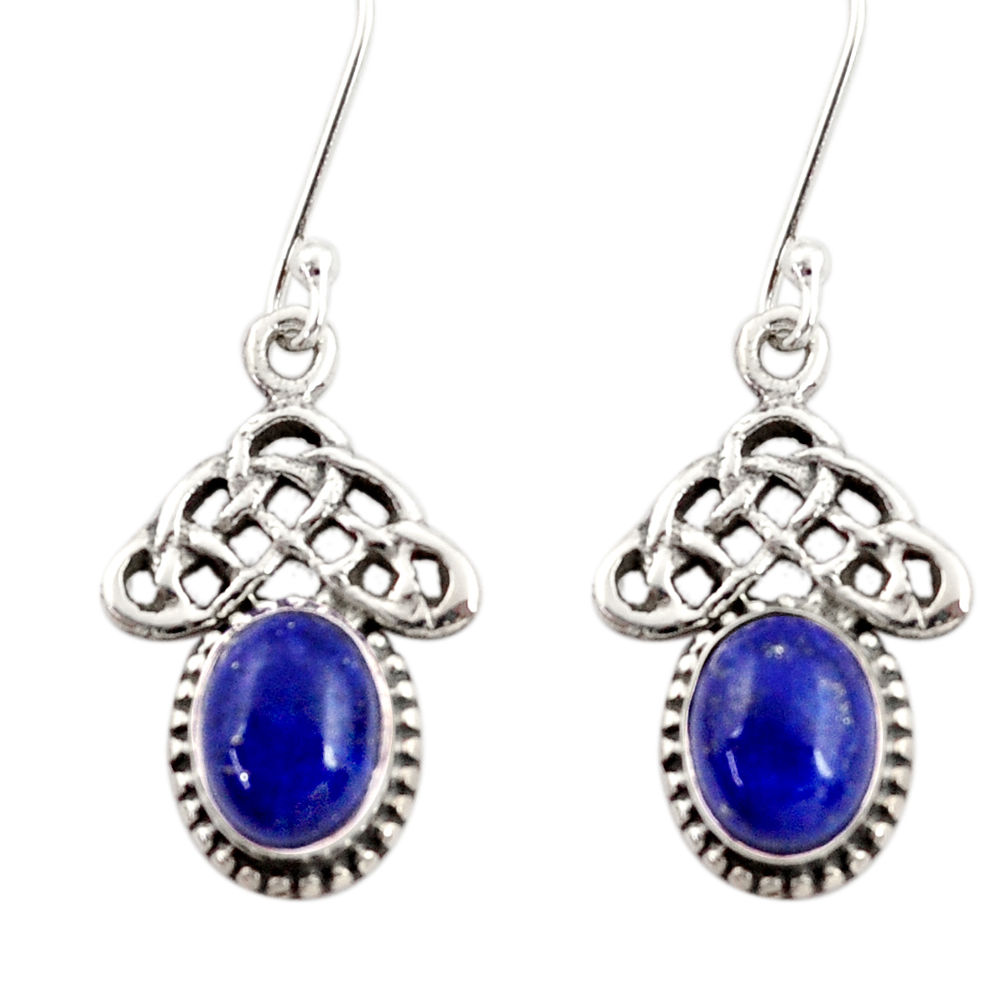 5.87cts natural blue lapis lazuli 925 sterling silver dangle earrings d34835