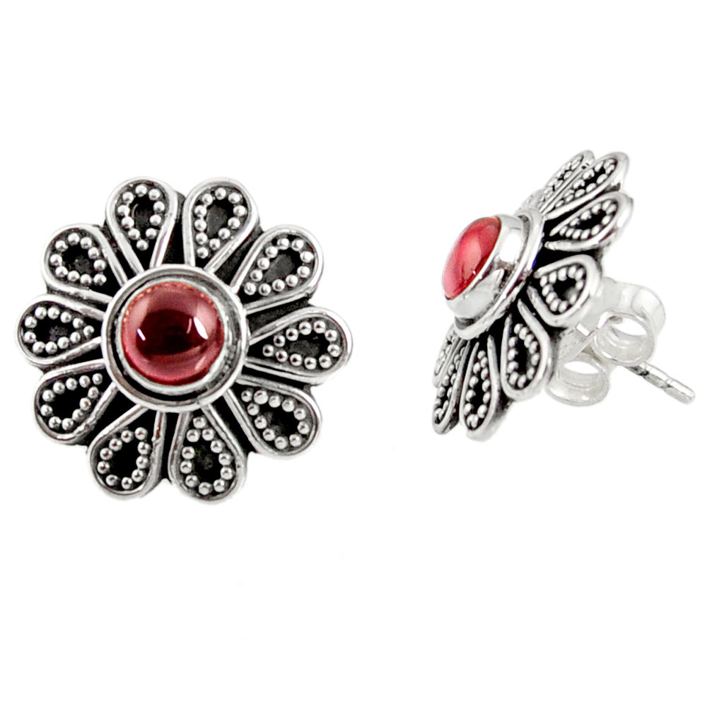 925 sterling silver 1.79cts natural red garnet stud earrings jewelry d34844