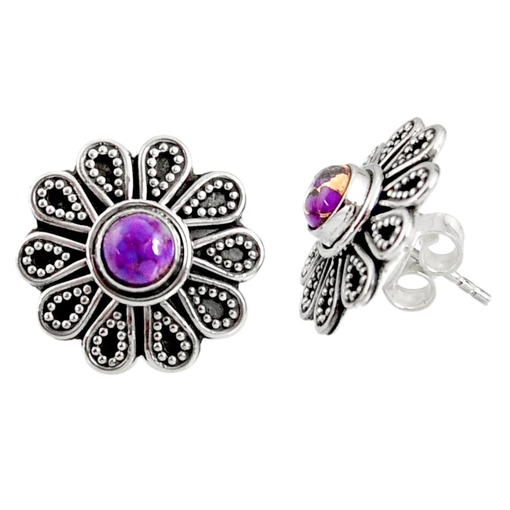 1.80cts purple copper turquoise 925 sterling silver stud earrings jewelry d34845