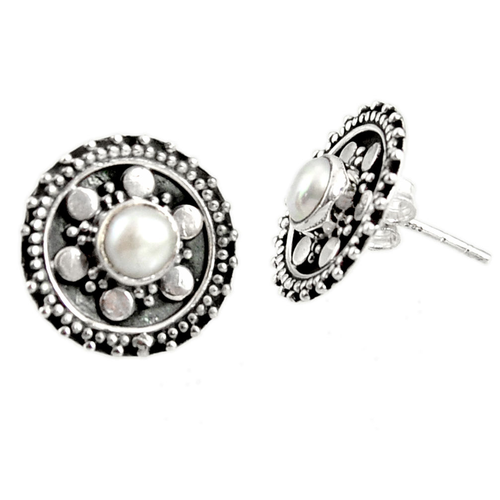 925 sterling silver 1.94cts natural white pearl stud earrings jewelry d34858