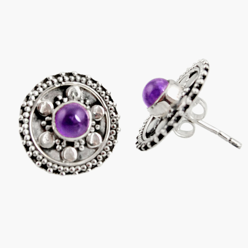 1.70cts natural purple amethyst 925 sterling silver stud earrings jewelry d34860