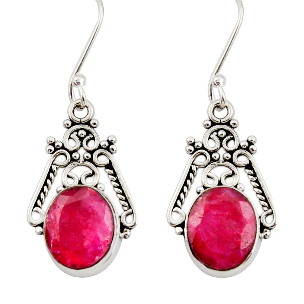 8.44cts natural red ruby 925 sterling silver dangle earrings jewelry d34862