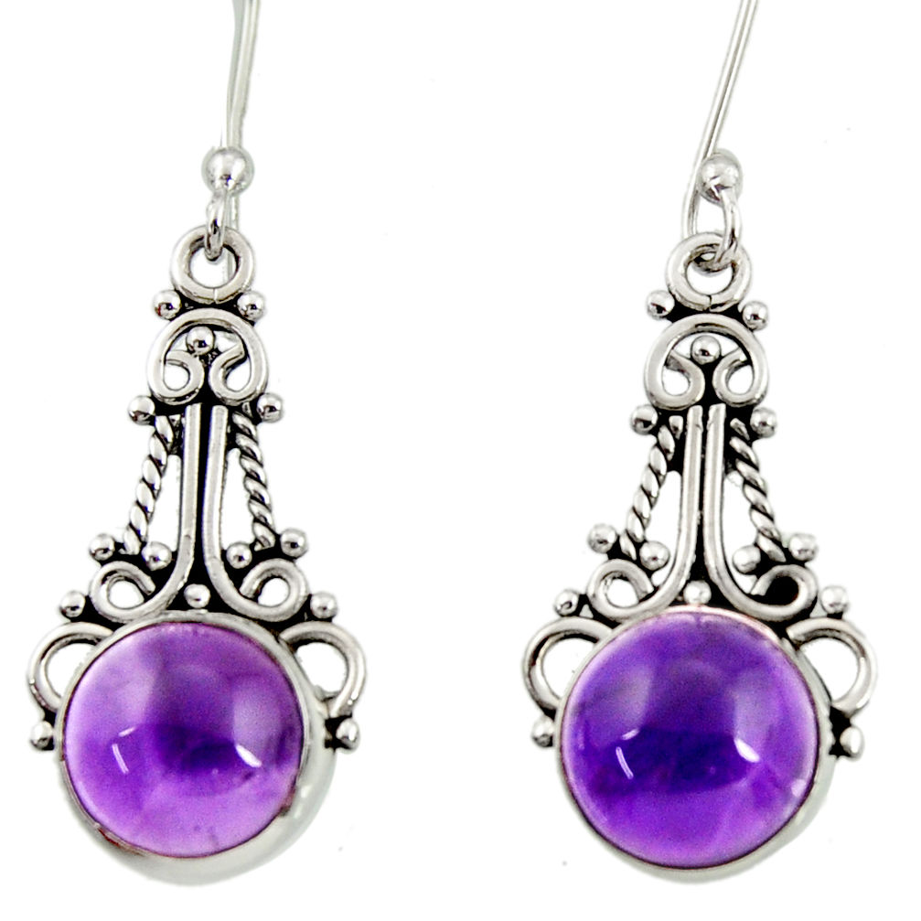 9.18cts natural purple amethyst 925 sterling silver dangle earrings d34866