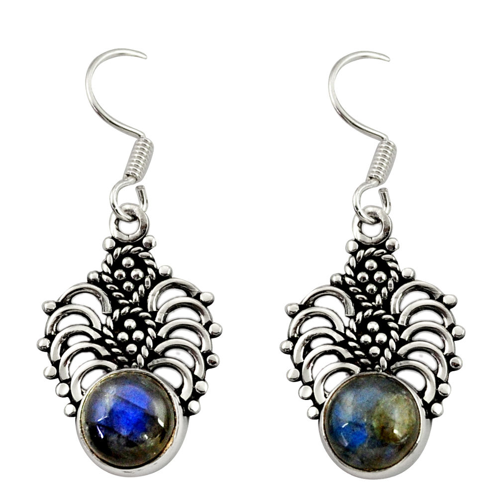 5.36cts natural blue labradorite 925 sterling silver dangle earrings d34868