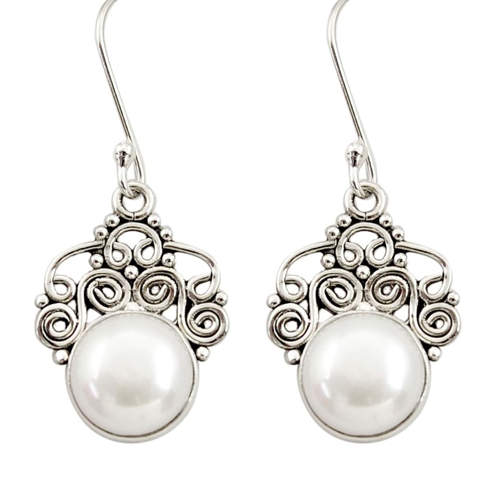 925 sterling silver 9.99cts natural white pearl dangle earrings jewelry d34870