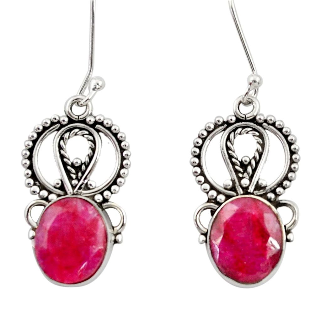 8.94cts natural red ruby 925 sterling silver dangle earrings jewelry d34871