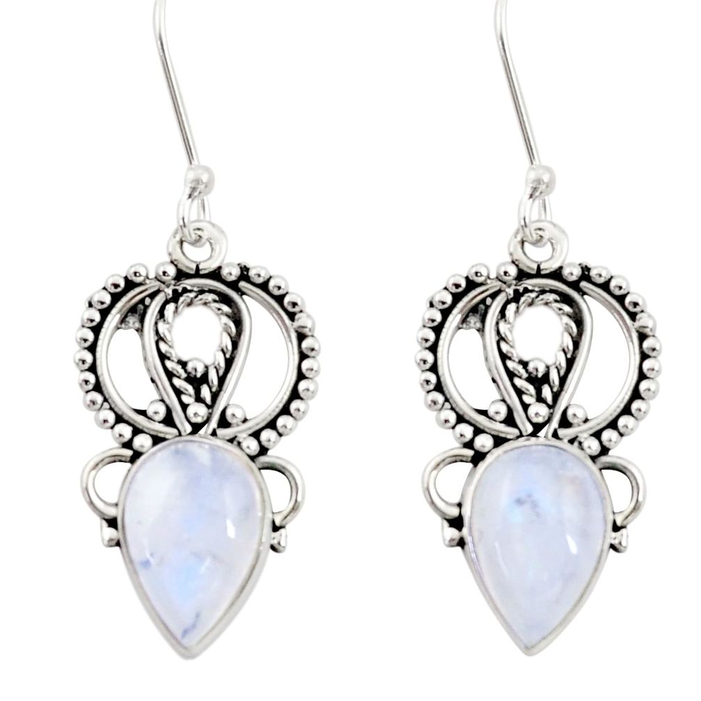 8.77cts natural rainbow moonstone 925 sterling silver dangle earrings d34872