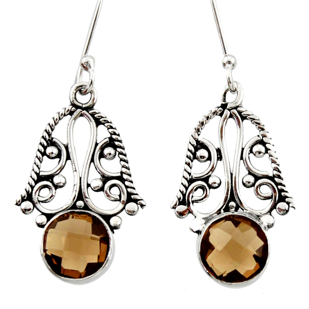 5.24cts brown smoky topaz 925 sterling silver dangle earrings jewelry d34873