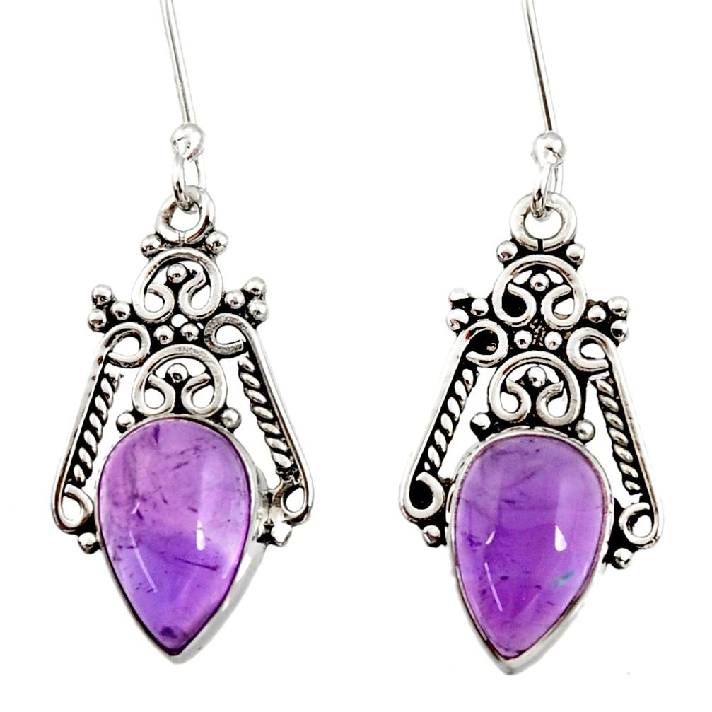 925 sterling silver 8.44cts natural purple amethyst dangle earrings d34874