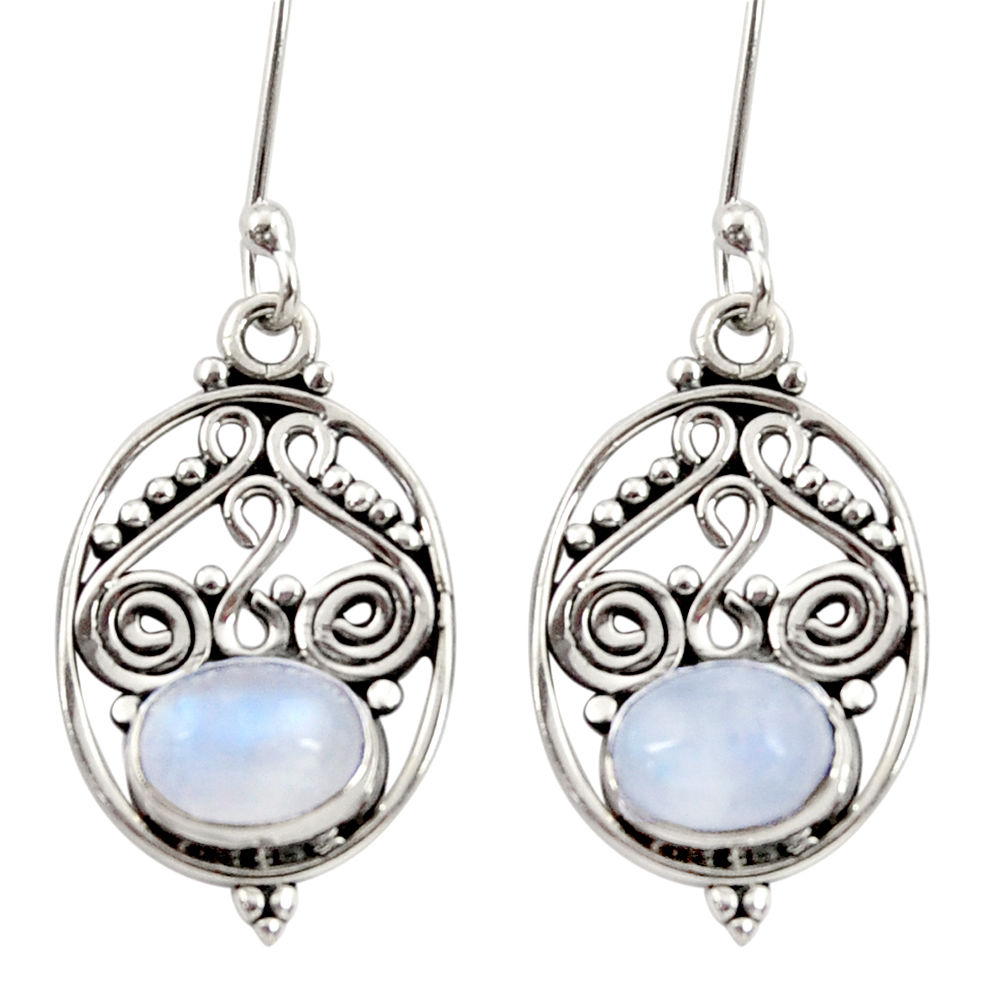 925 sterling silver 4.43cts natural rainbow moonstone dangle earrings d34880