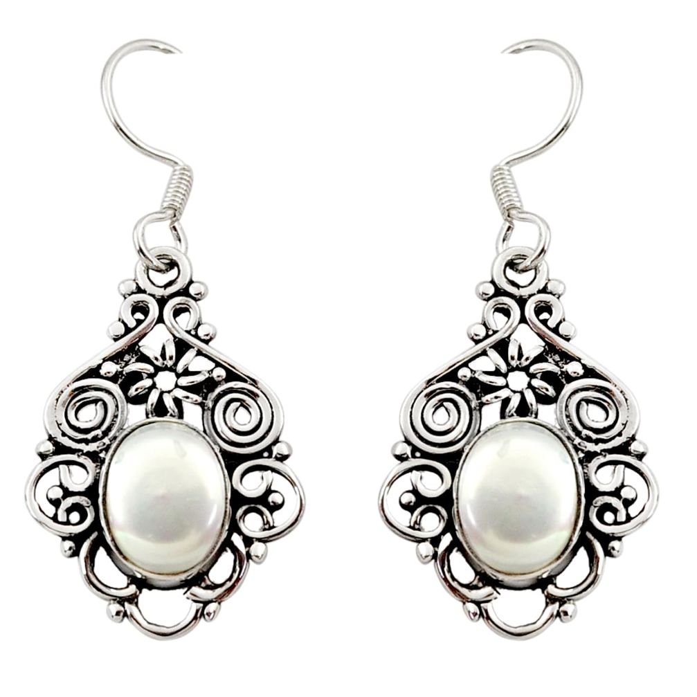 ver 6.95cts natural white pearl dangle earrings jewelry d34884