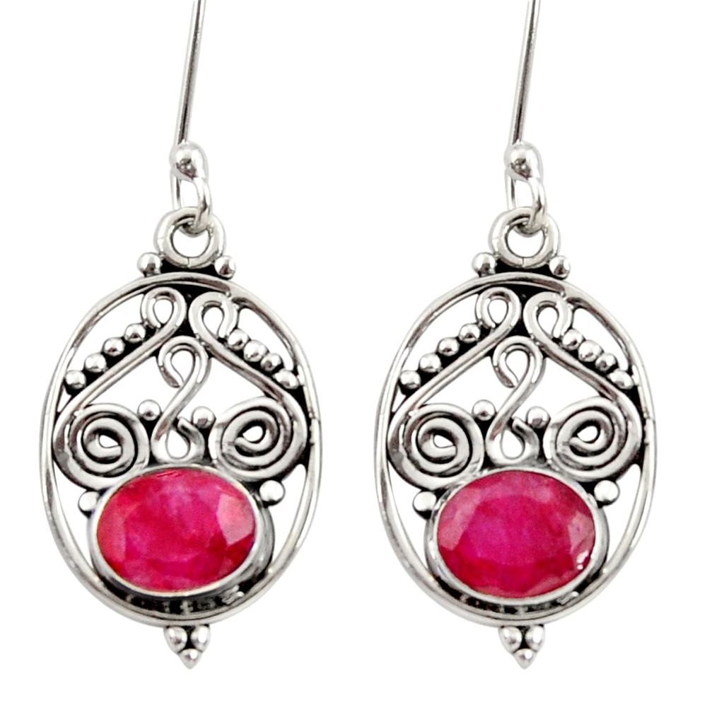 4.42cts natural red ruby 925 sterling silver dangle earrings jewelry d34895