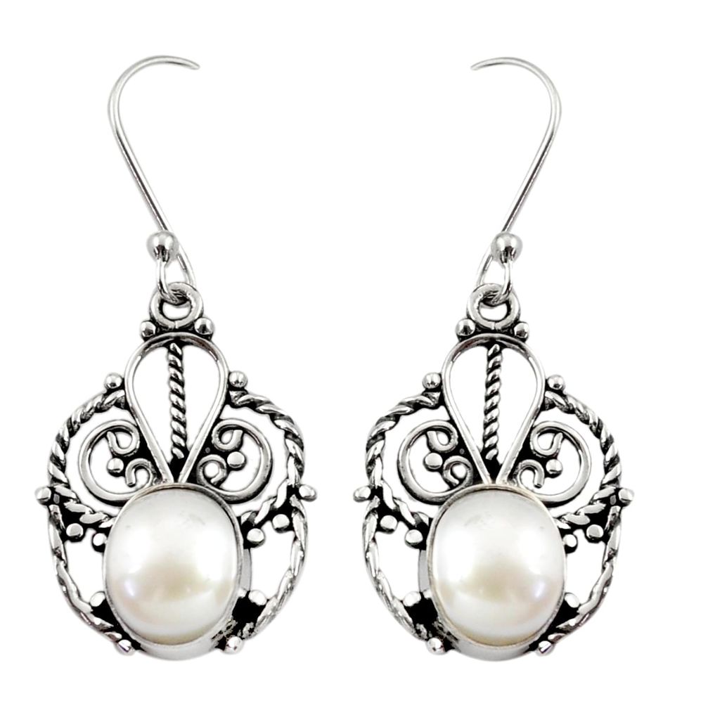 white pearl 925 sterling silver dangle earrings jewelry d34920