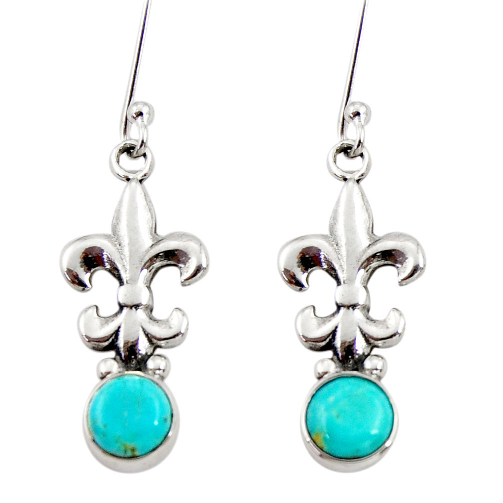 1.94cts blue arizona mohave turquoise 925 sterling silver dangle earrings d34929