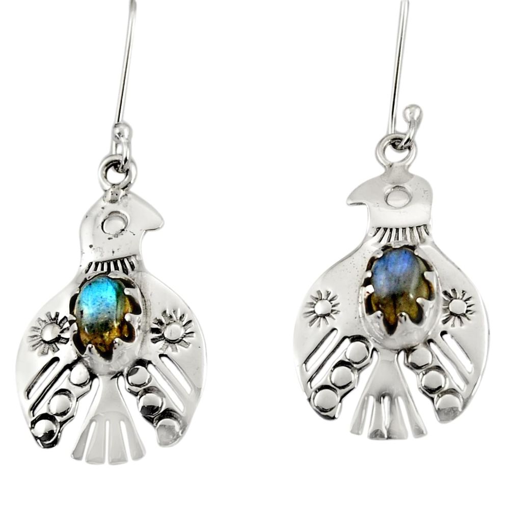 925 silver 3.28cts natural blue labradorite dangle birds charm earrings d34970