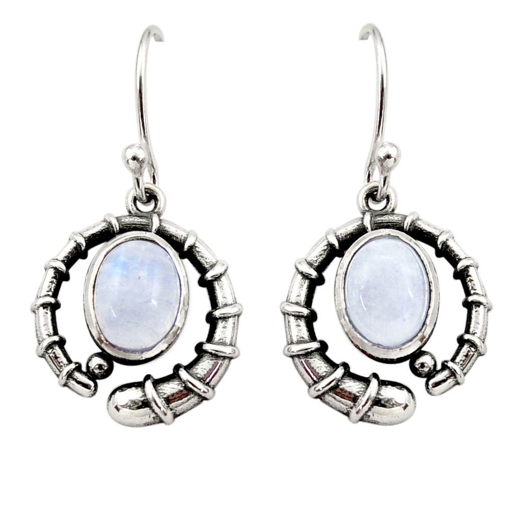 925 sterling silver 4.67cts natural rainbow moonstone dangle earrings d34984