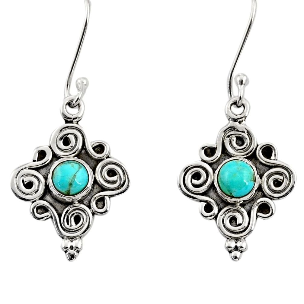 1.17cts green arizona mohave turquoise 925 silver dangle earrings d35028