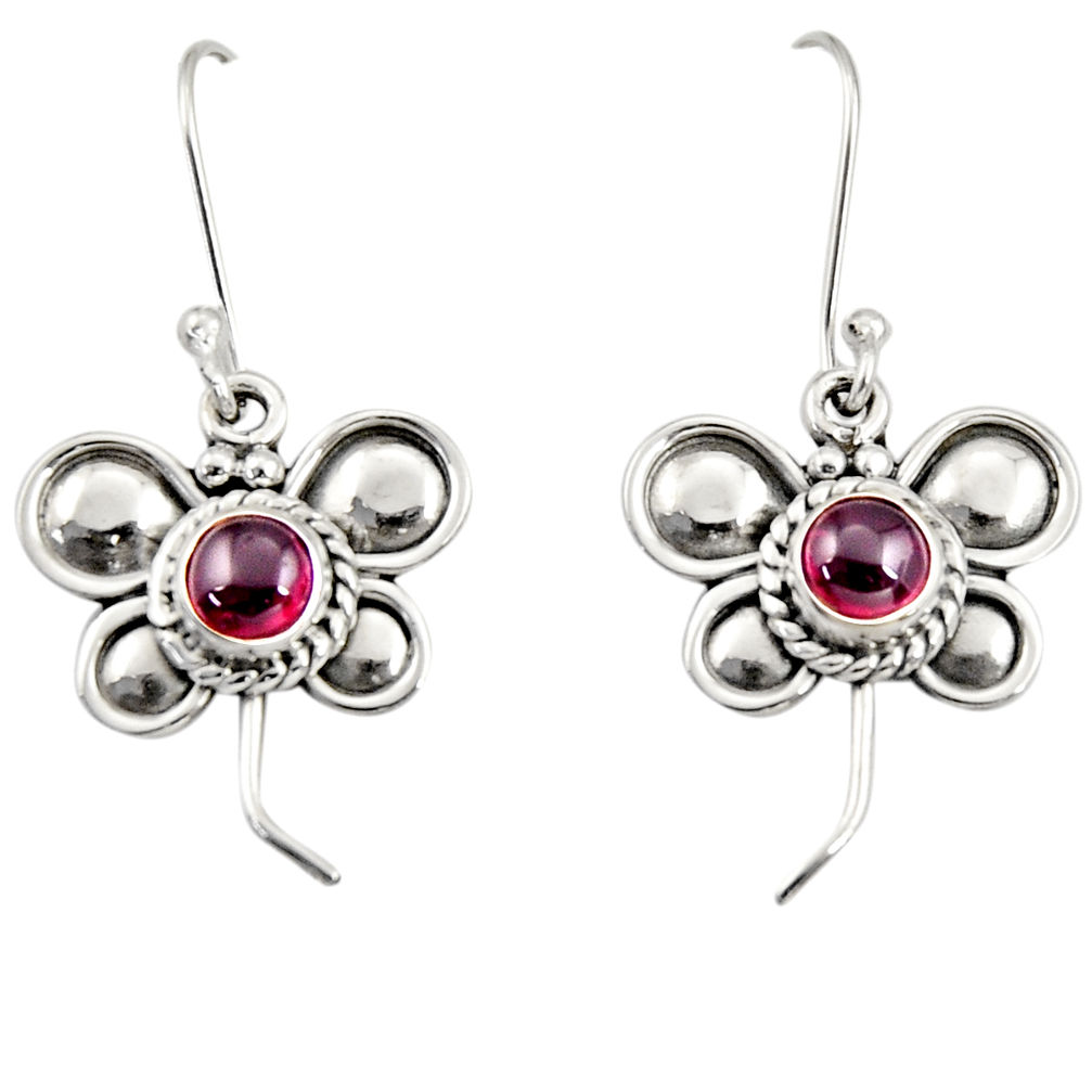 925 sterling silver 1.74cts natural red garnet butterfly earrings jewelry d35044