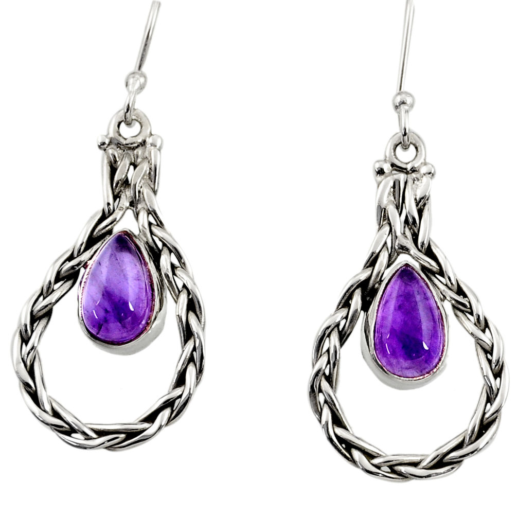 4.46cts natural purple amethyst 925 sterling silver earrings jewelry d35062