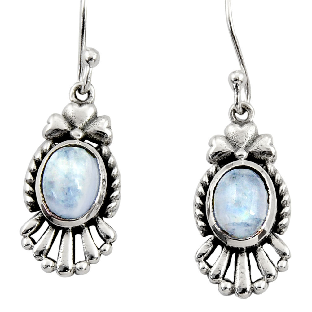 4.33cts natural rainbow moonstone 925 sterling silver earrings jewelry d35067