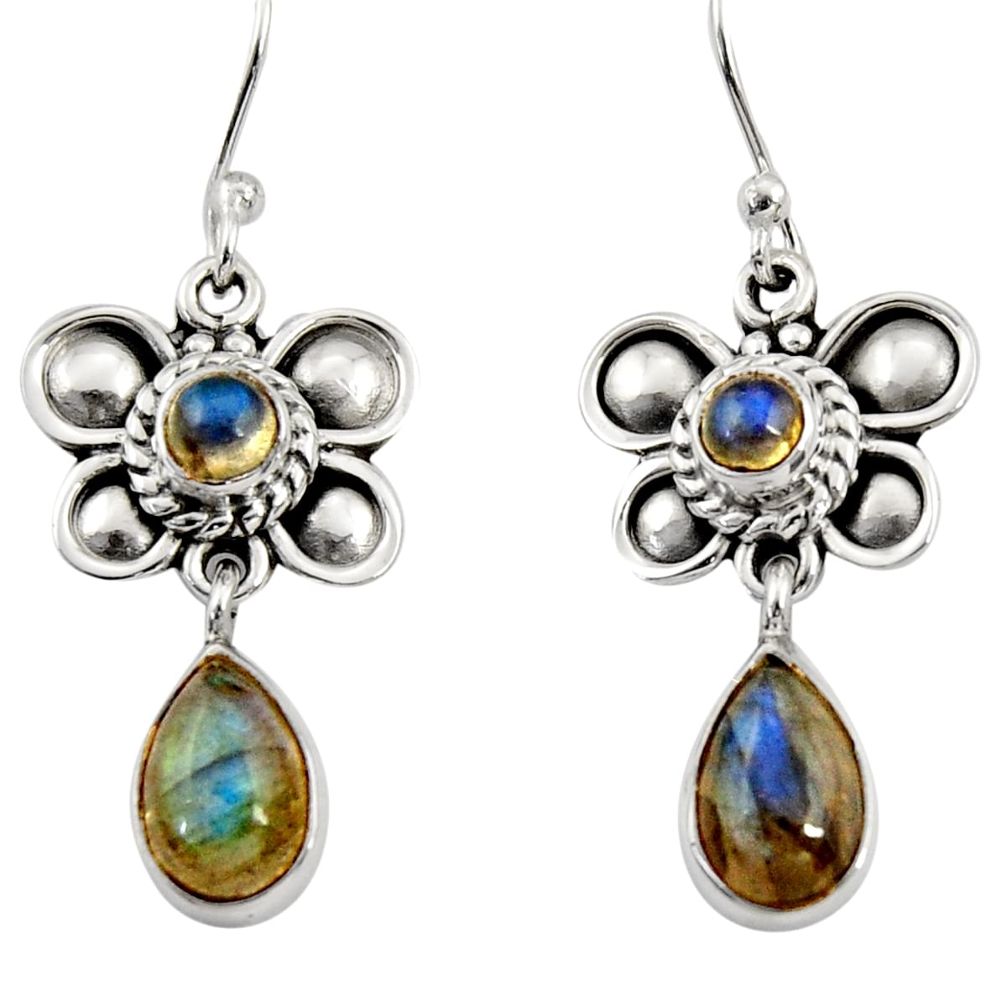 925 sterling silver 5.13cts natural blue labradorite butterfly earrings d35069