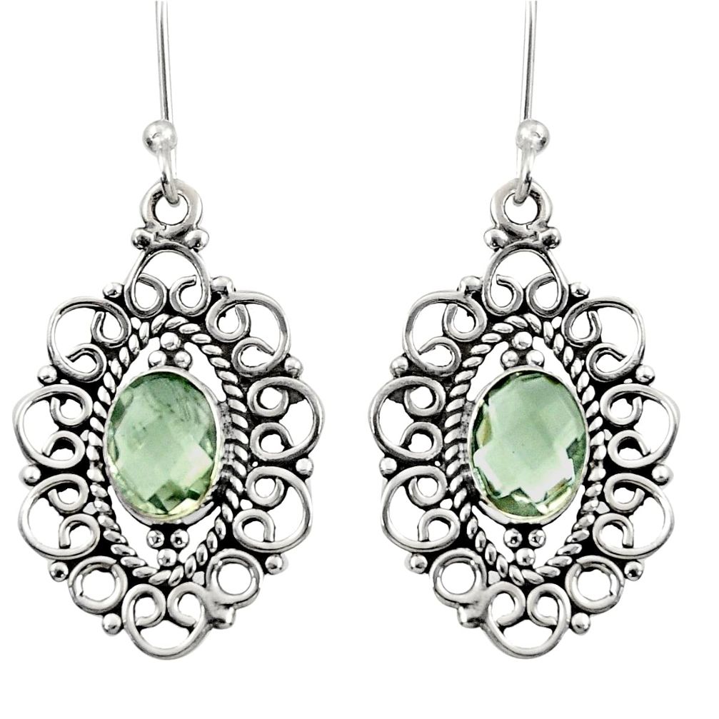 4.51cts natural green amethyst 925 sterling silver earrings jewelry d35108