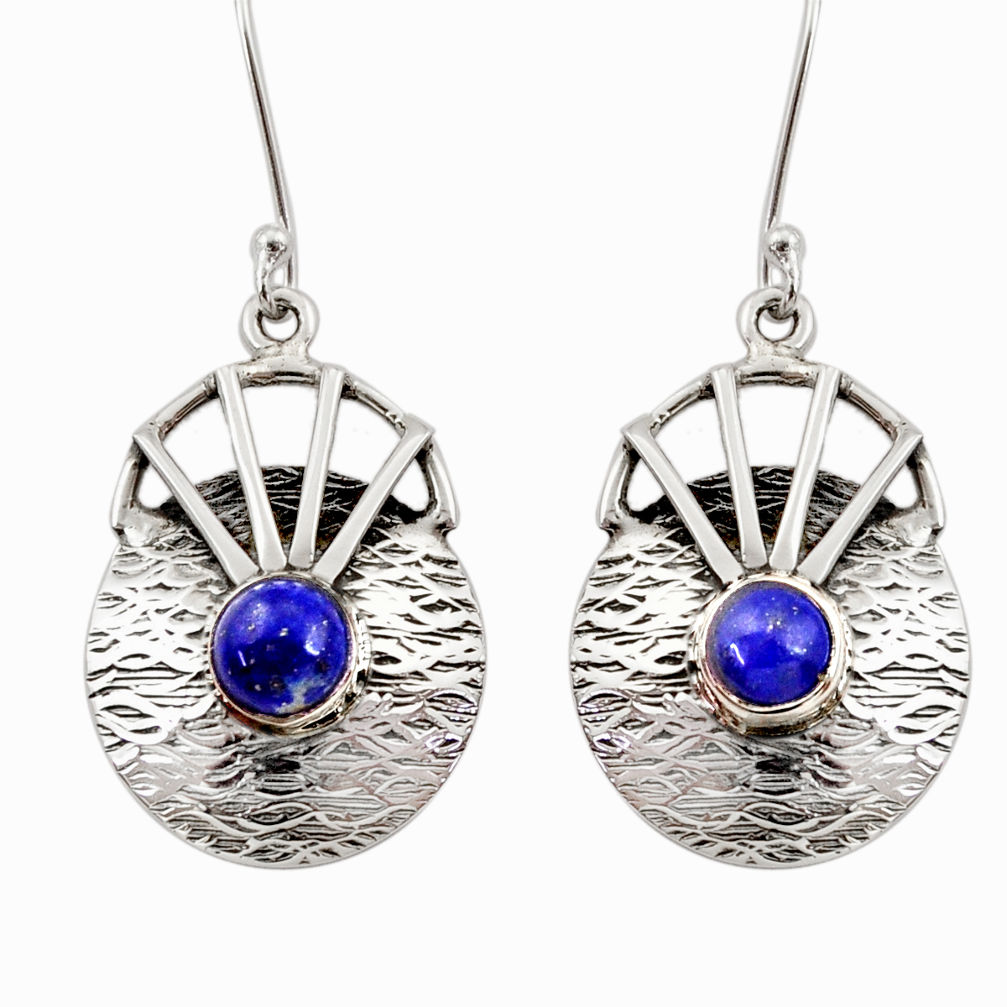 925 sterling silver 2.41cts natural blue lapis lazuli dangle earrings d35144