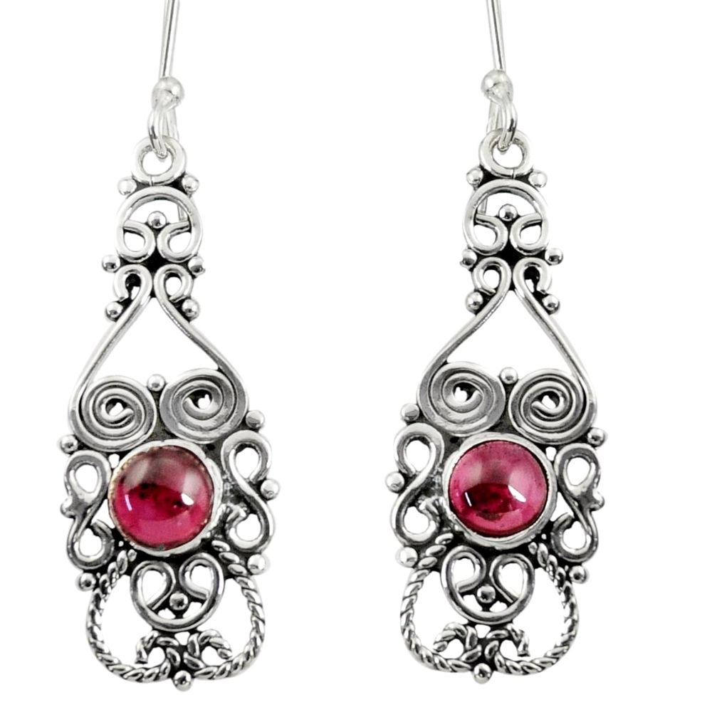 1.61cts natural red garnet 925 sterling silver dangle earrings jewelry d37911