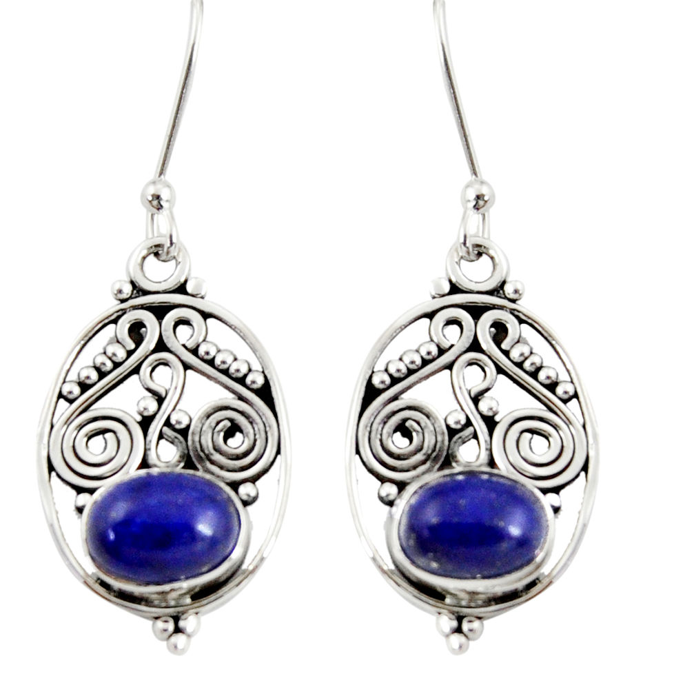 4.08cts natural blue lapis lazuli 925 sterling silver dangle earrings d37916