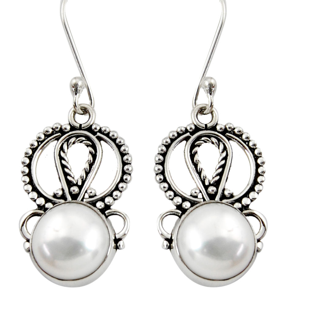 white pearl 925 sterling silver dangle earrings jewelry d37920