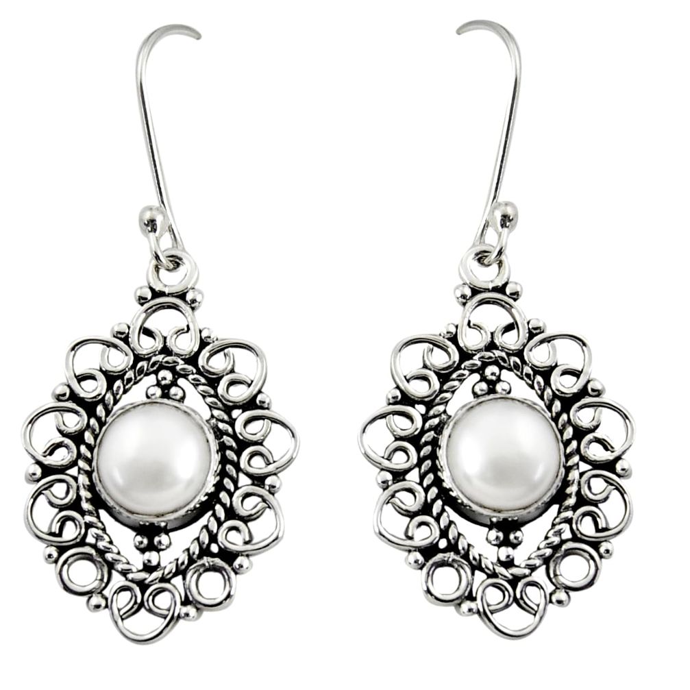 white pearl 925 sterling silver dangle earrings jewelry d37923