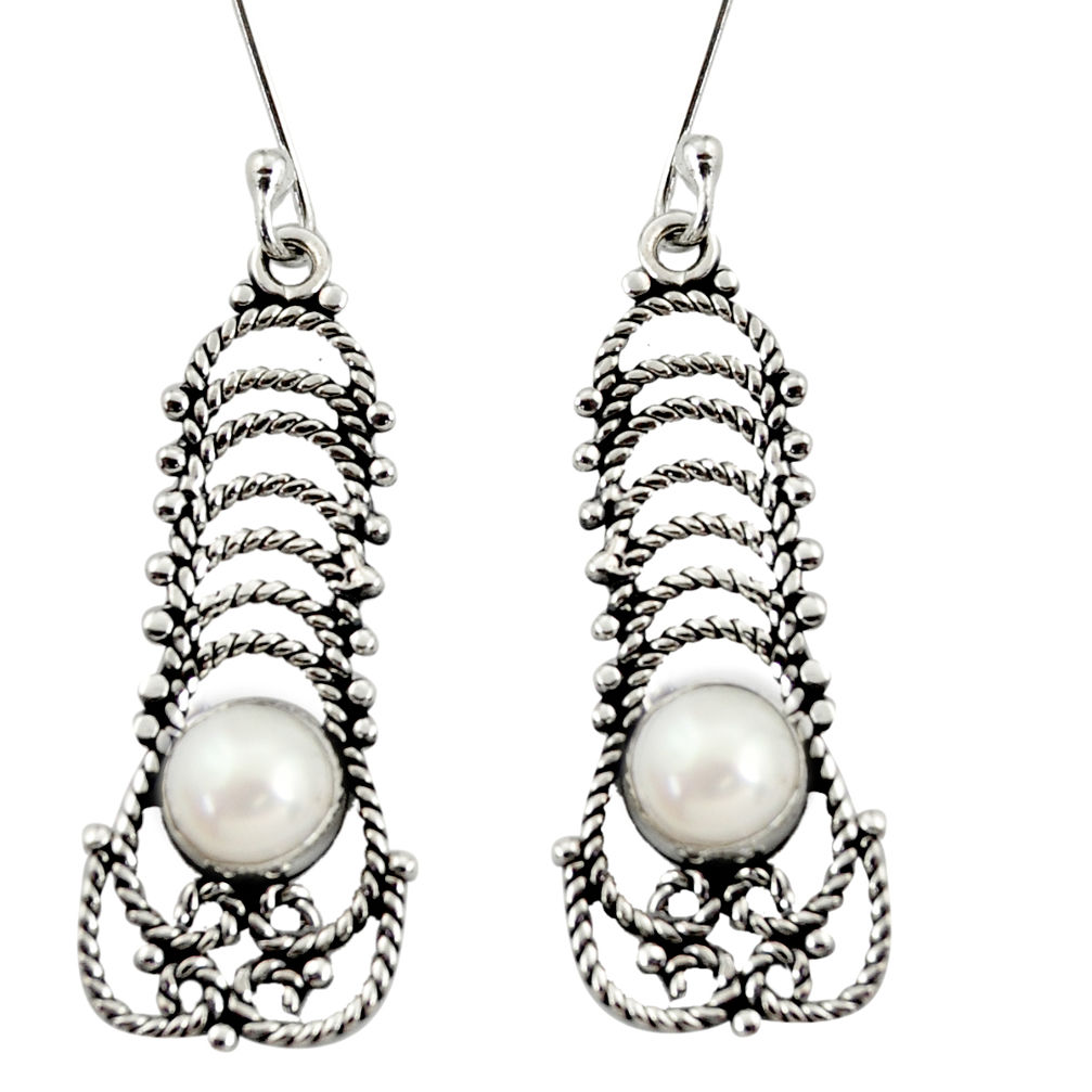 white pearl 925 sterling silver dangle earrings jewelry d37929