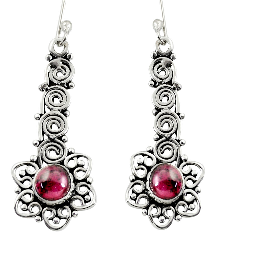 925 sterling silver 2.44cts natural red garnet dangle earrings jewelry d37931