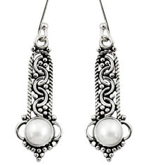 Clearance Sale- 925 sterling silver 1.91cts natural white pearl dangle earrings jewelry d37944