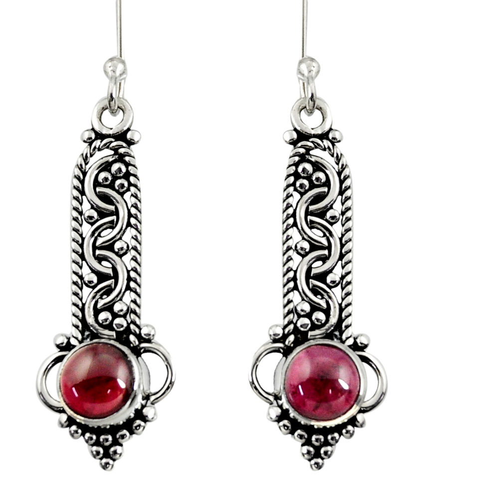 2.09cts natural red garnet 925 sterling silver dangle earrings jewelry d37951