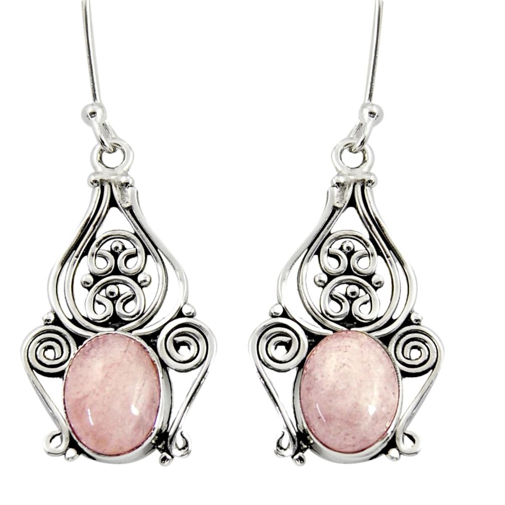 6.33cts natural pink morganite 925 sterling silver dangle earrings d37956