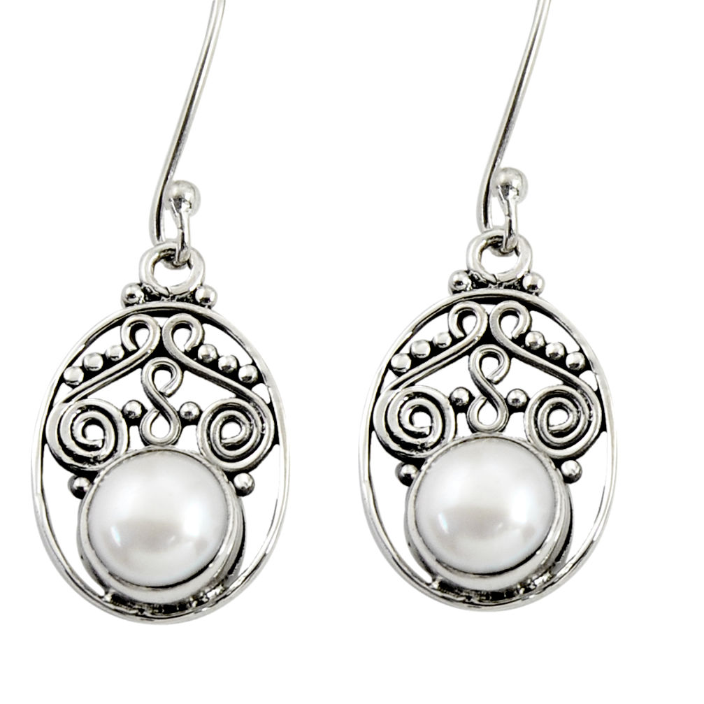 4.84cts natural white pearl 925 sterling silver dangle earrings jewelry d37961