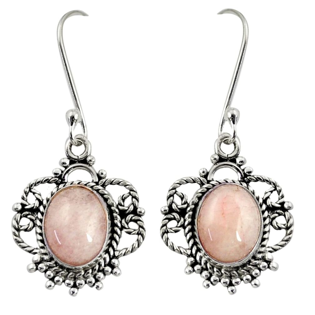 7.24cts natural pink morganite 925 sterling silver dangle earrings d37967