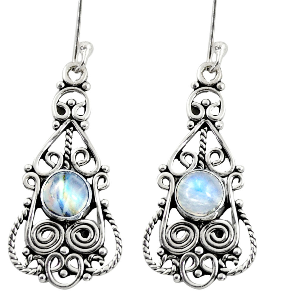 925 sterling silver 2.46cts natural rainbow moonstone dangle earrings d37980