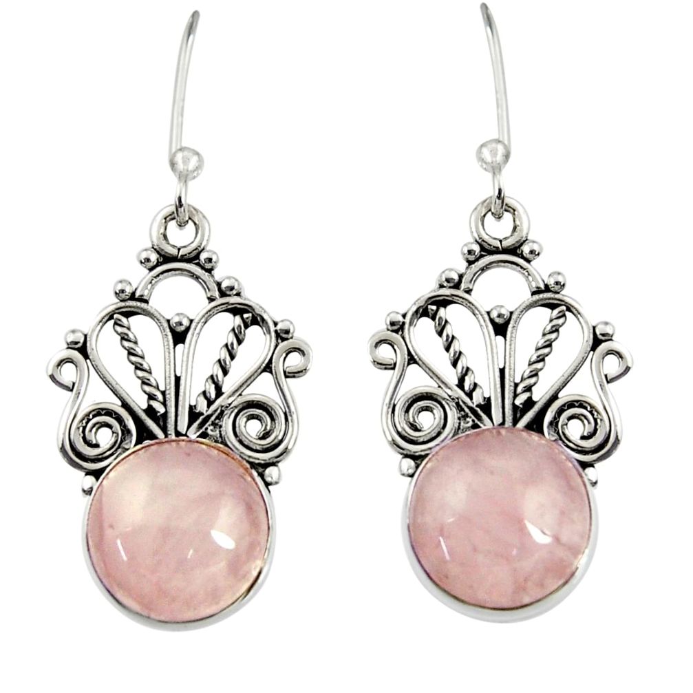 ver 8.44cts natural pink rose quartz dangle earrings d37984