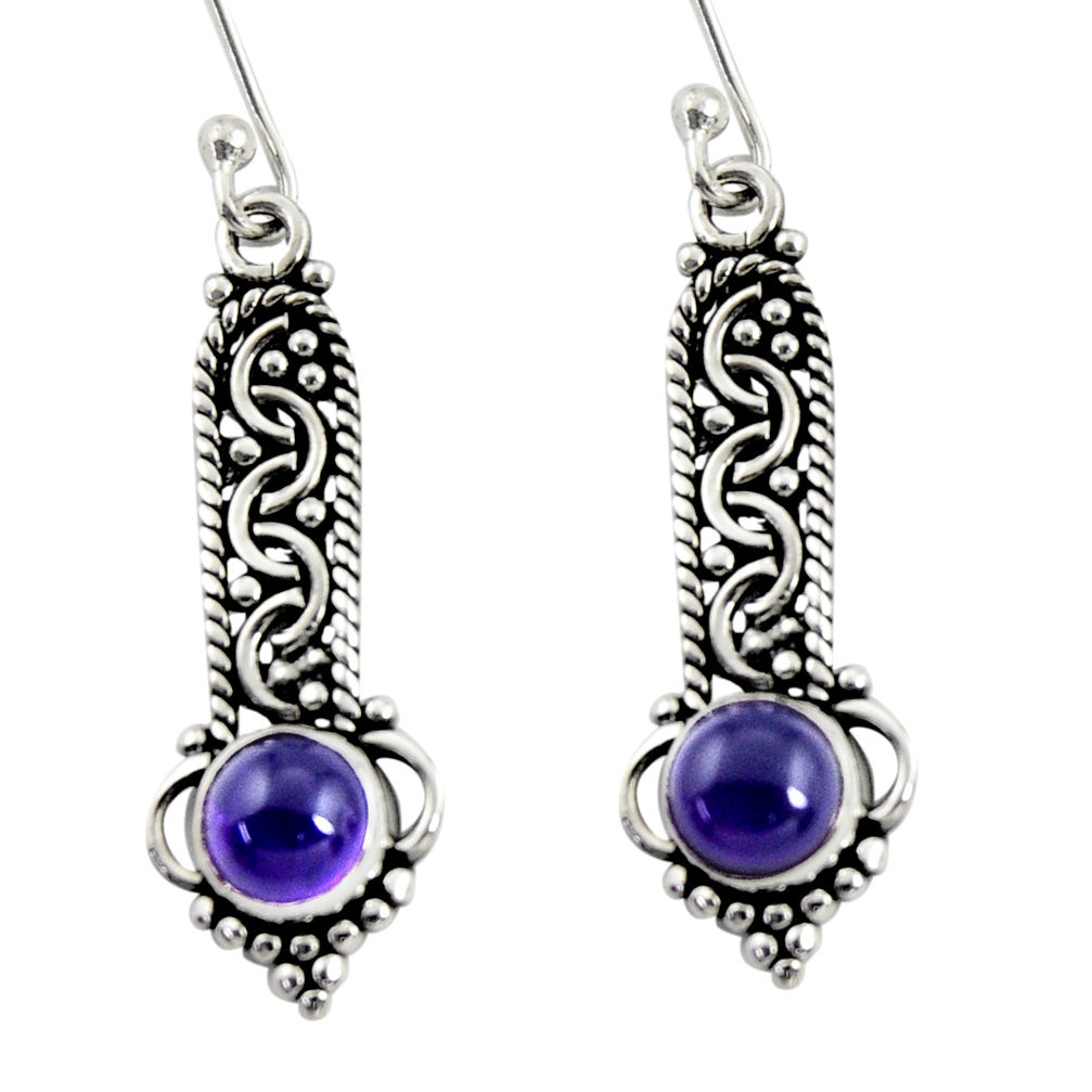 925 sterling silver 2.77cts natural purple amethyst dangle earrings d37994