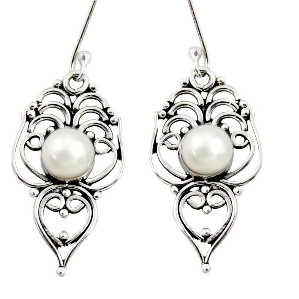 5.63cts natural white pearl 925 sterling silver dangle earrings jewelry d38001