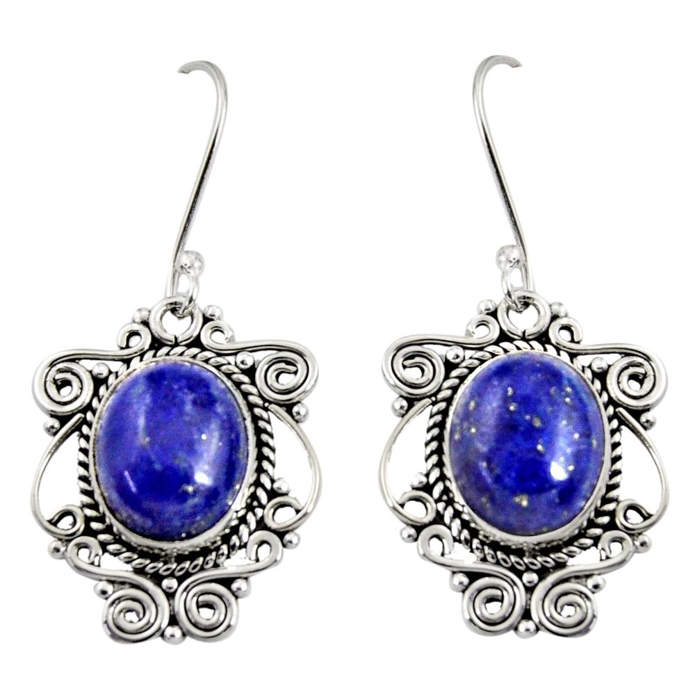 10.02cts natural blue lapis lazuli 925 sterling silver dangle earrings d38011
