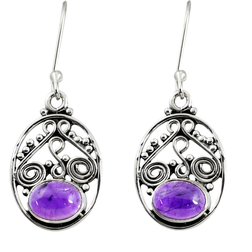 925 sterling silver 4.23cts natural purple amethyst dangle earrings d38024