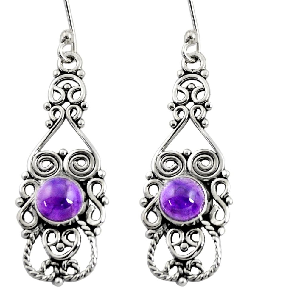 925 sterling silver 2.22cts natural purple amethyst dangle earrings d38028