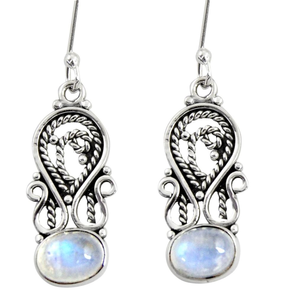 4.08cts natural rainbow moonstone 925 sterling silver dangle earrings d38030