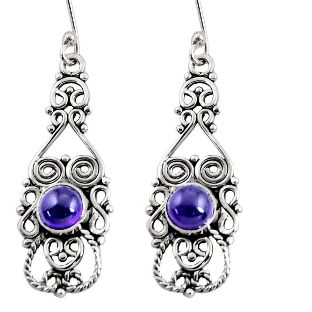 purple amethyst 925 sterling silver dangle earrings d38032