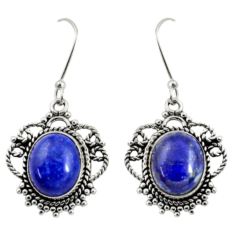  blue lapis lazuli 925 sterling silver dangle earrings d38037